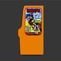 Classic Arcade Game Machine With Bright Orange Cabinet And Colorful Game Display Screen