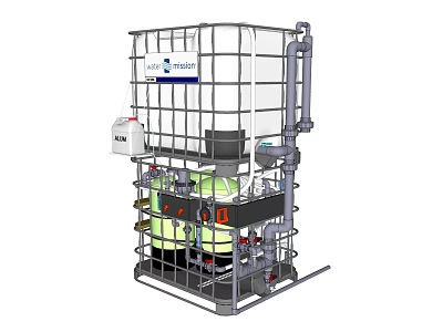 Industrial Equipment With Metal Frame Storage Tank Pump And Piping System 3d model