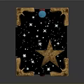 Stacked Decorative Box With Black Star Pattern Golden Frame And Red Accent