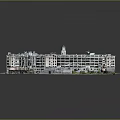 Detailed Architectural Model Structure Of Multi Story Building With Windows Roof And Green Plants