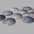 Multiple Circular Decorative Plates With Intricate Engraved Patterns Arranged Together