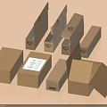 Brown Cardboard Boxes In Various Sizes With Open And Closed States For Packaging 3d model