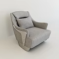 Modern Gray Fabric Single Sofa with Metal Armrests and Comfortable Cushion 3d model