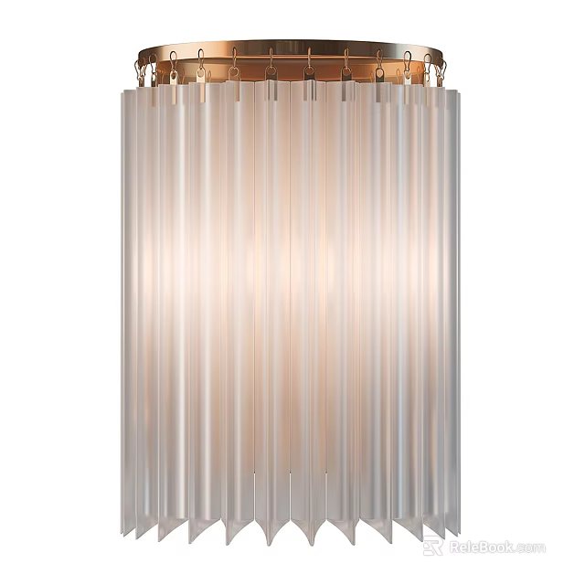 Elegant Modern Wall Sconce With Striated Glass And Brass Finish For Interior Lighting 3d model 