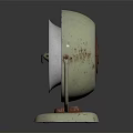 Vintage Tabletop Electric Fan With Metal Blades And Rusted Base Design