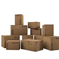 Durable Brown Storage Boxes for Household Items With MoveCh Brand Stacked Neatly