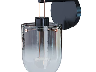 Modern Wall Lamp With Transparent Glass Shade And Black Metal Base 3d model