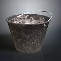 Sturdy Hardware Tool Metal Bucket Featuring Worn Surface And Durable Metal Handle For Various Uses 3d model