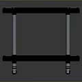 Modern Two Tiered Black Storage Shelf With White Pillars On Gray Background 3d model
