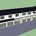 Contemporary Commercial Complex Facade Featuring Storefronts Large Glass Windows And Decorative Elements