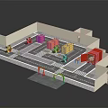 Modern Logistics Warehouse Facility With Forklifts Stacked Boxes And Entrance Layout