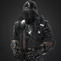 Black Medieval Style Armor With Metallic Design Shoulder Plates Chest Armor And Hand Guards