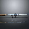 3D Model Rocket Launcher Weapon With Metallic Texture Gold Silver Parts And Black Grip