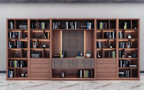 Modern Bookcase TV Combination Cabinet 3d model