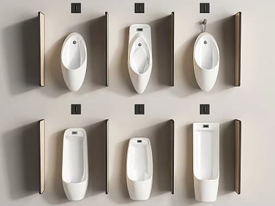 Different Styles of Modern White Ceramic Bathroom Wall Mounted Urinals 3d model