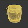 Traditional Handmade Drum With Woven Ropes Striped Body Worn Surface On Dark Background With Reflection