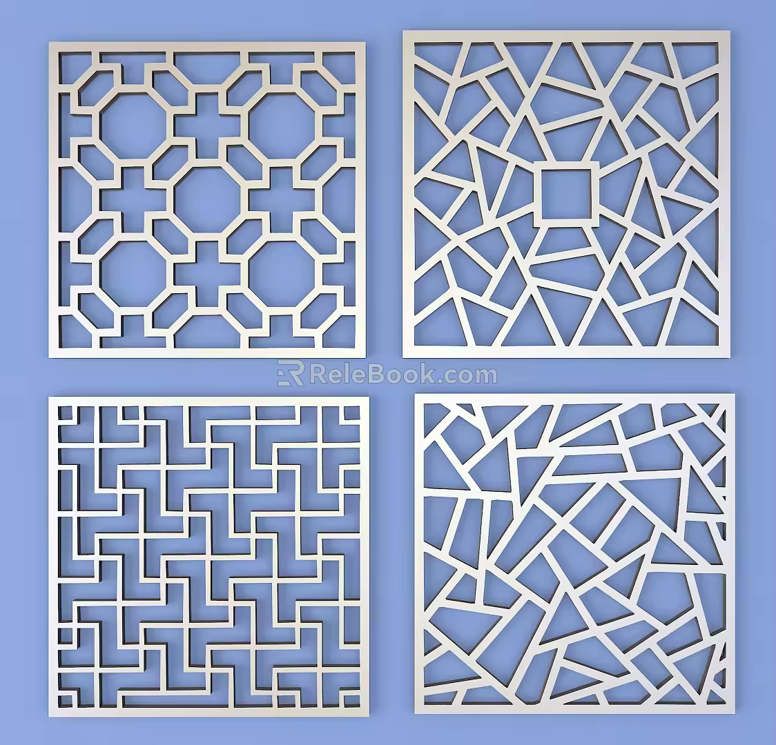 Metal Engraved Pane Border Pattern Lattice Traditional Pattern 3d model