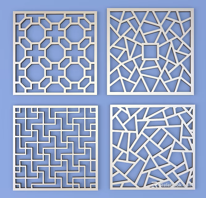 Traditional And Modern Decorative Lattice Windows With Intricate Patterns And Geometric Designs 3d model 