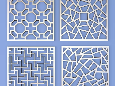 Traditional And Modern Decorative Lattice Windows With Intricate Patterns And Geometric Designs 3d model