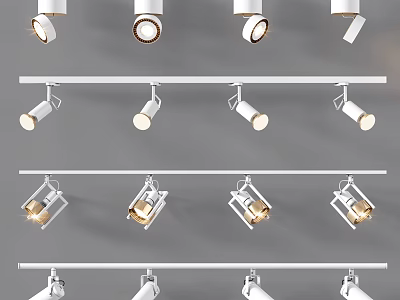 Modern Downlights and Spotlights with Track Mounted and Recessed Designs for Interior Lighting 3d model