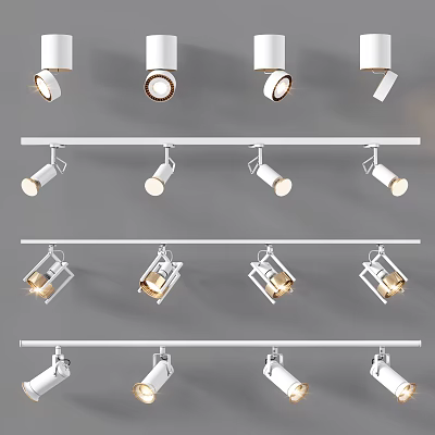 Modern Downlights and Spotlights with Track Mounted and Recessed Designs for Interior Lighting 3d model
