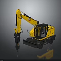 Yellow Wheel Excavator Equipped with Hydraulic Breaker for Heavy Duty Construction Tasks