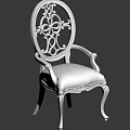 Luxury Modern Armchair With Carved Backrest Upholstered Gray Seat And White Frame