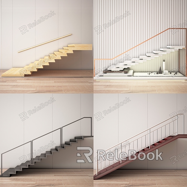 Stairs Wooden Ladder Indoor Stairs Outdoor Stairs Steel Structure Stairs model