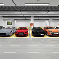 Indoor Parking Garage with Multiple Colored Cars Well Lit Interior and Marked Lines