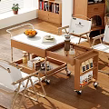Modern Tea Cart With Multiple Tiers Wheels Fresh Fruits Coffee Grinder And Cups Potted Plants