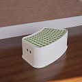 White Plastic Step Stool With Green Dotted Holes For Bathroom Use 3d model