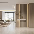 Modern Living Dining Room Interior Design With Beige Sofa Coffee Table Marble Wall And Rug