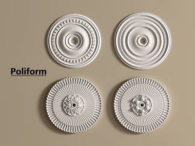 Poliform Carved Elegant Circular Decorative Medallions Four Piece Set With Intricate Patterns 3d model