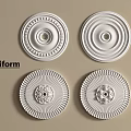 Poliform Carved Elegant Circular Decorative Medallions Four Piece Set With Intricate Patterns
