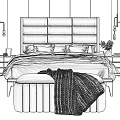 Modern Background Double Bed Double Bed Combination 3d model