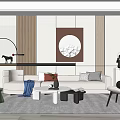 Modern sofa coffee table combination 3d model