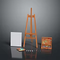 Professional Painting Equipment With Wooden Easel Canvas Paint Box Palette And Brushes