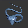 Blue Cobra with Scaled Texture and Coiled Body on Smooth Reflective Surface 3d model