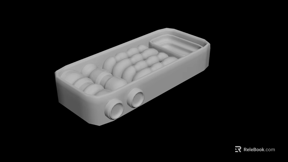 White Plastic Storage Tray With Circular Holders Divided Section And Bottom Holes 3d model 