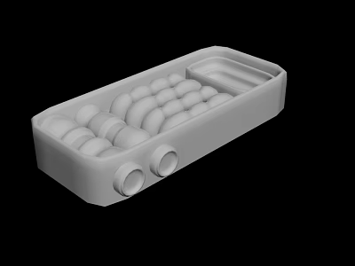 White Plastic Storage Tray With Circular Holders Divided Section And Bottom Holes 3d model