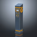 Modern Blue Parking Meter Pole With Digital Display And Payment Interface 3d model