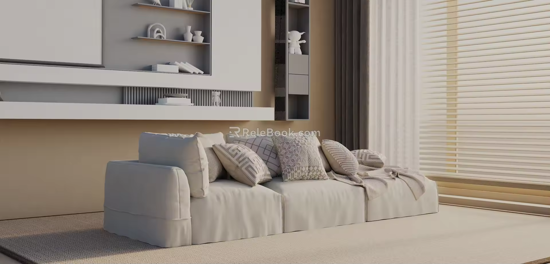 Modern three-seat sofa 3d model