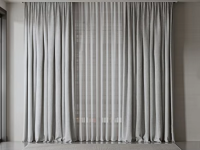Modern Gray Floor Length Textured Curtains For Home Interior Window Design 3d model