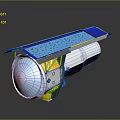 Satellite Equipment With Solar Panel Array Transparent Lens And Metallic Gold Structure 3d model