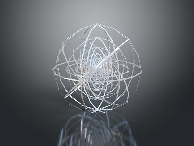 Abstract Transparent Wire Frame Sphere Sculpture With Intricate Lines And Reflection 3d model