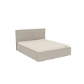 Modern Upholstered Double Bed With Gray Panel Headboard And White Quilted Mattress