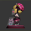 Cute Anime Girl Character With Butterfly Hairpin And Neon Cake Base Decor