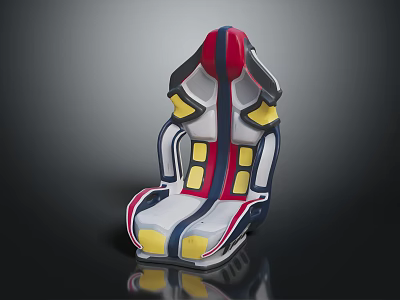 Modern Sporty Racing Seat With Red Blue White And Yellow Accents 3d model