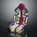 Modern Sporty Racing Seat With Red Blue White And Yellow Accents