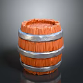 Wooden Barrel With Wooden Body And Metallic Hoops For Decorative Display Purposes